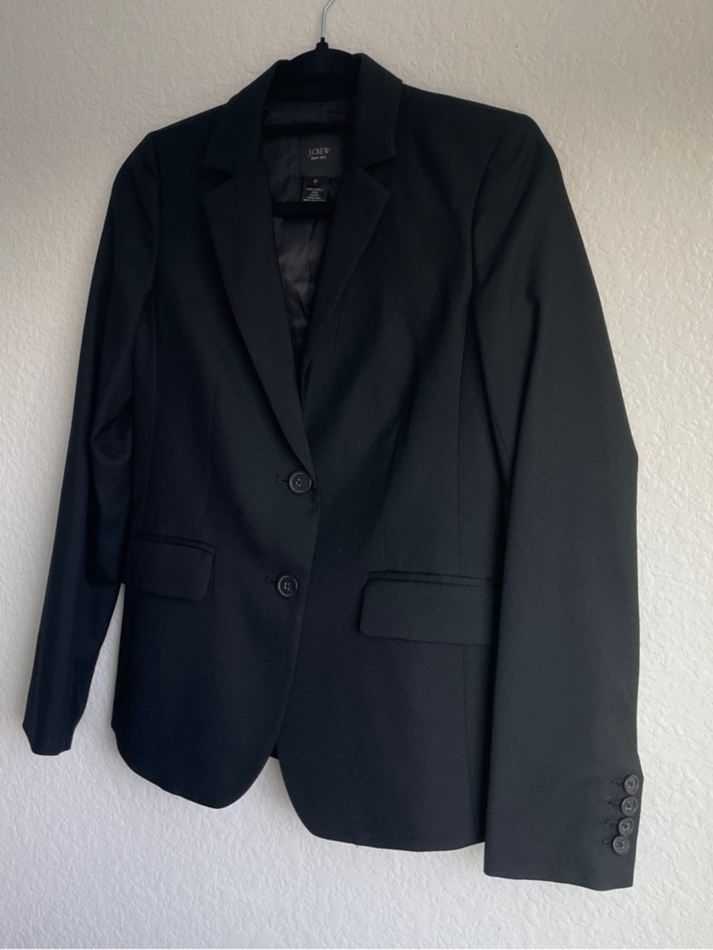 J. Crew Super 120’s Black Wool Women's Two-Button Blazer • Size 0 - Picture 3 of 13